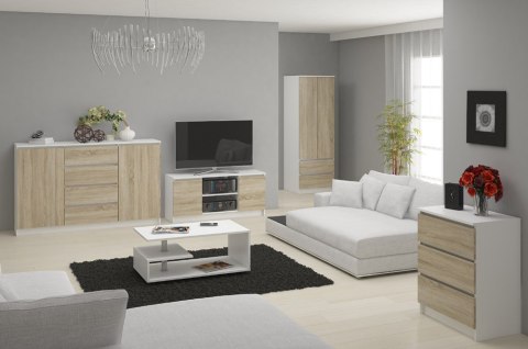 SZAFKA RTV 140 cm 2D 1P BIAŁA / SONOMA