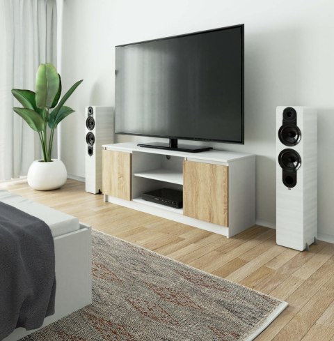 SZAFKA RTV 140 cm 2D 1P BIAŁA / SONOMA