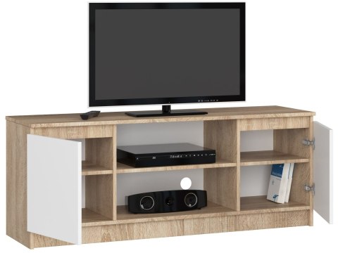 SZAFKA RTV 140 cm 2D 1P SONOMA / BIAŁA