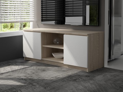 SZAFKA RTV 140 cm 2D 1P SONOMA / BIAŁA