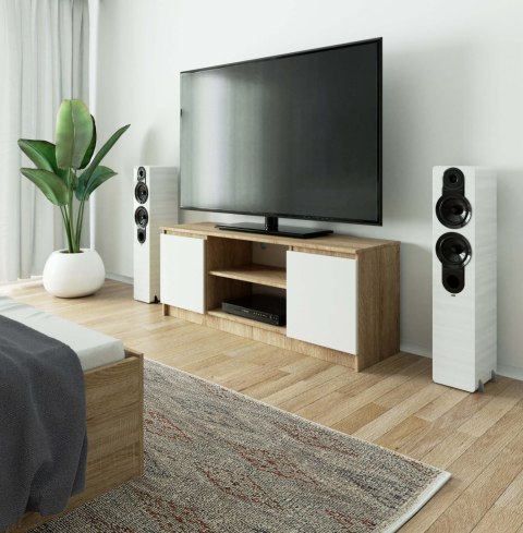 SZAFKA RTV 140 cm 2D 1P SONOMA / BIAŁA