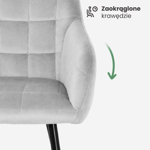 2x Krzesło tapicerowane z przeszyciami kwadratowymi Szare LUXANO Czarne nogi