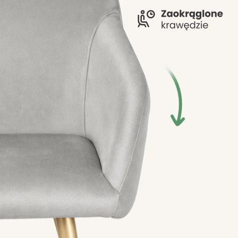 2x Welurowe krzesło tapicerowane gładkie Szare ESTELLE Złote nogi