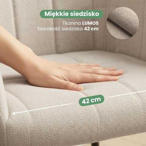 4x Krzesło tapicerowane z przeszyciami kwadratowymi Beżowe LUXANO Czarne nogi tkanina Lumos