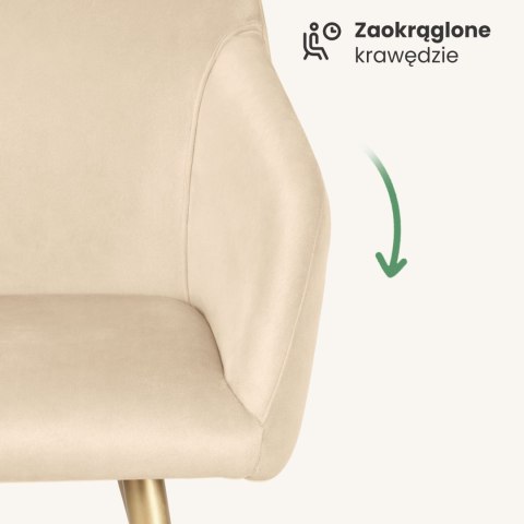 4x Welurowe krzesło tapicerowane gładkie Beżowe ESTELLE Złote nogi