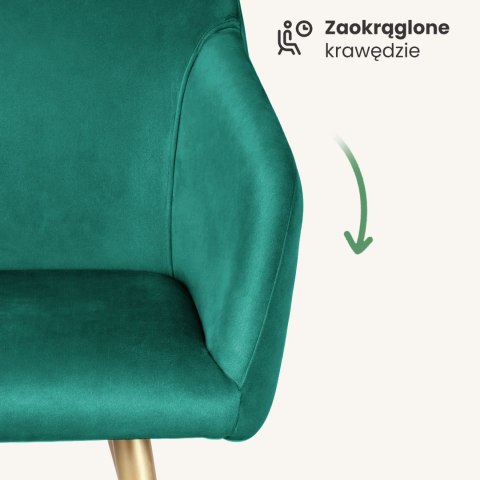 4x Welurowe krzesło tapicerowane gładkie Butelkowa Zieleń ESTELLE Złote nogi