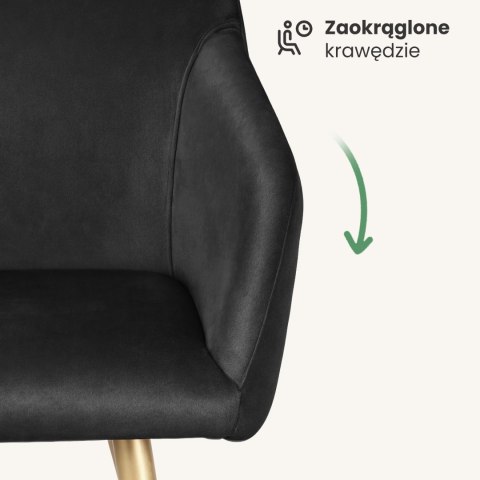 4x Welurowe krzesło tapicerowane gładkie Czarne ESTELLE Złote nogi