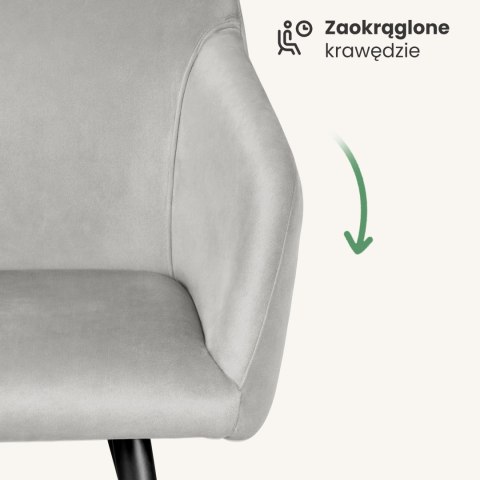 4x Welurowe krzesło tapicerowane gładkie Szare ESTELLE Czarne nogi
