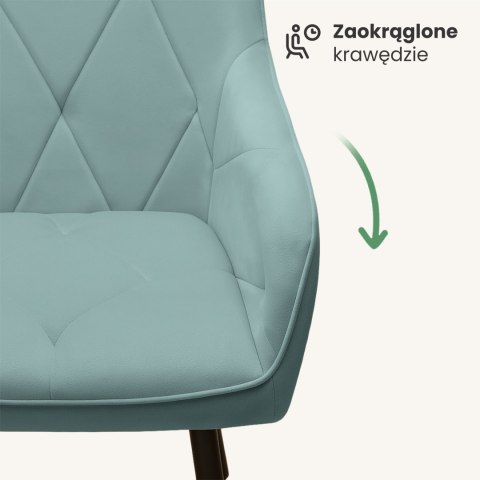 4x Welurowe krzesło tapicerowane pikowane Turkusowe DIAMANTE Czarne nogi