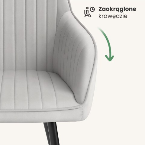 4x Welurowe krzesło tapicerowane z przeszyciami Szare FLORENCE Czarne nogi