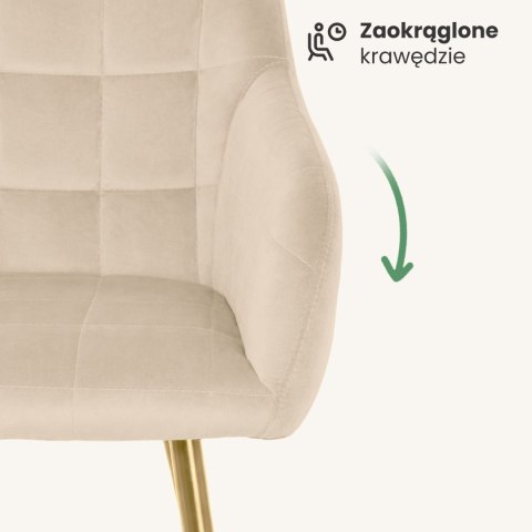 6x Krzesło tapicerowane z przeszyciami kwadratowymi Beżowe LUXANO Złote nogi