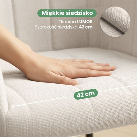 2x Krzesło tapicerowane z przeszyciami kwadratowymi Kremowe LUXANO Czarne nogi tkanina Lumos