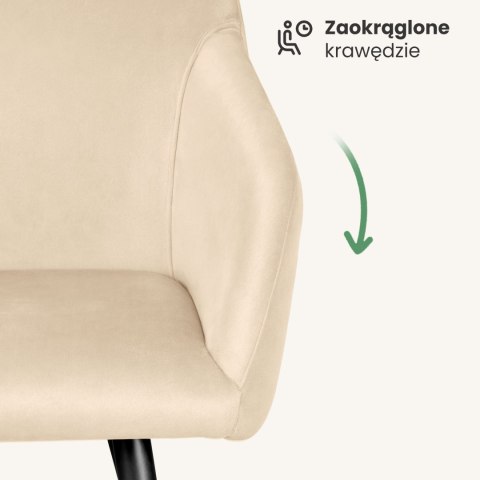 2x Welurowe krzesło tapicerowane gładkie Beżowe ESTELLE Czarne nogi