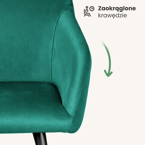 2x Welurowe krzesło tapicerowane gładkie Butelkowa Zieleń ESTELLE Czarne nogi