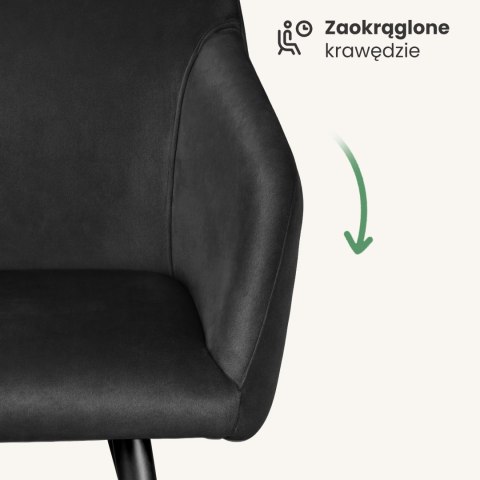 2x Welurowe krzesło tapicerowane gładkie Czarne ESTELLE Czarne nogi