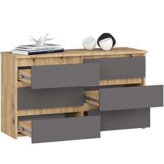 KOMODA CL100 6SZ PK DĄB ARTISAN / SZARA