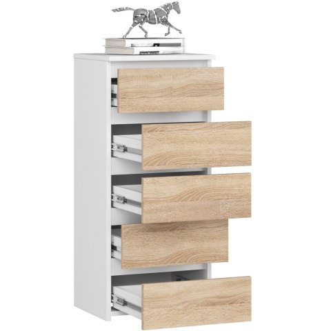 KOMODA CL5 PK BIAŁA / DĄB SONOMA