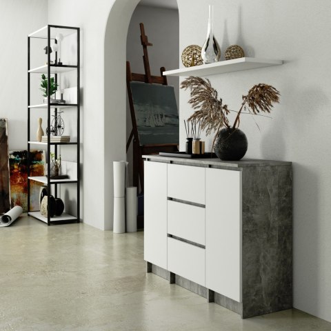 KOMODA K100 2D 3SZ PK BETON / BIAŁY