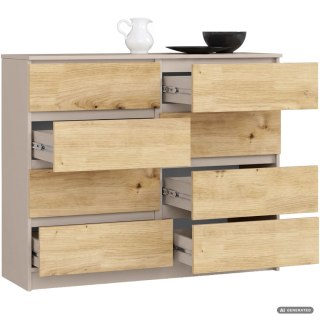 KOMODA K120 8SZ CLP PK KASZMIR / DĄB ARTISAN