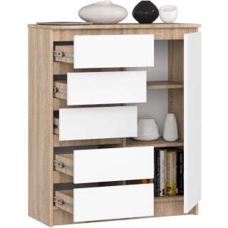 KOMODA K80 1D 5SZ PK DĄB SONOMA / BIAŁA