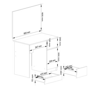 TOALETKA Z LUSTREM CLP P-2/SL 900x600 PRAWA PK BIAŁA