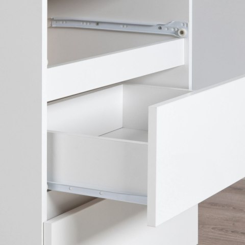 Toaletka AKORD Biała 90 cm z lustrem 500x600 lewa 1 drzwi 2 szuflady kolor Biały mat 2 półki 90x50x142 cm