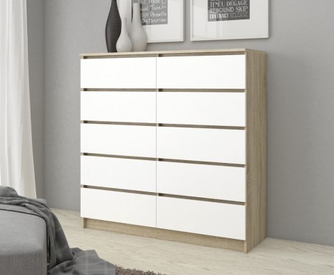 KOMODA K120 10SZ CLP PK DĄB SONOMA / BIAŁY