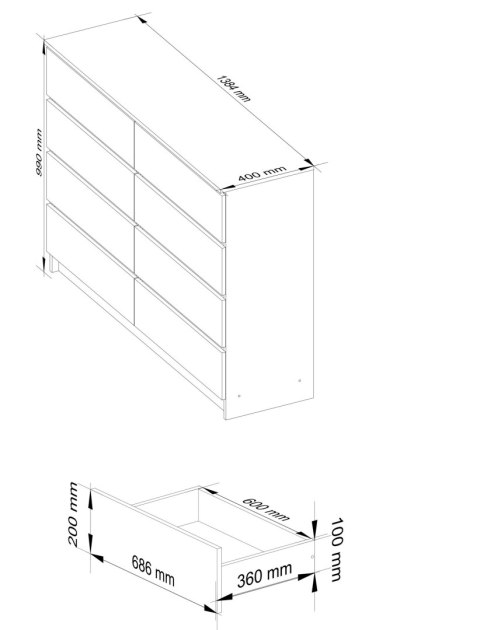 KOMODA K140 8SZ CLP PK BIAŁY