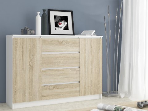 KOMODA K160 2D 4SZ CLP PK BIAŁY / SONOMA