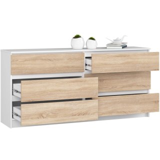KOMODA K160 6SZ CLP PK BIAŁA / SONOMA