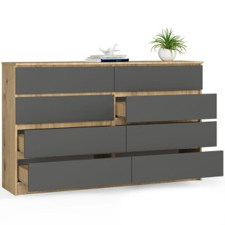 KOMODA K160 8SZ CLP PK DĄB ARTISAN / SZARY