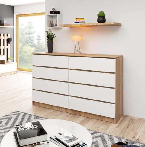 KOMODA K160 8SZ CLP PK DĄB SONOMA / BIAŁA