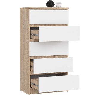 KOMODA K60 5SZ CLP PK DĄB SONOMA / BIAŁA