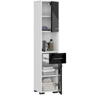 REGAŁ ŁAZIENKA FIN SŁUPEK 30 2D 1SZ 1W 140cm PK CZARNY POŁYSK
