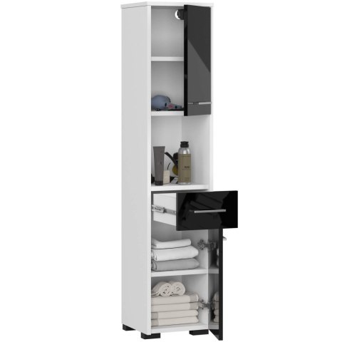 REGAŁ ŁAZIENKA FIN SŁUPEK 30 2D 1SZ 1W 140cm PK CZARNY POŁYSK
