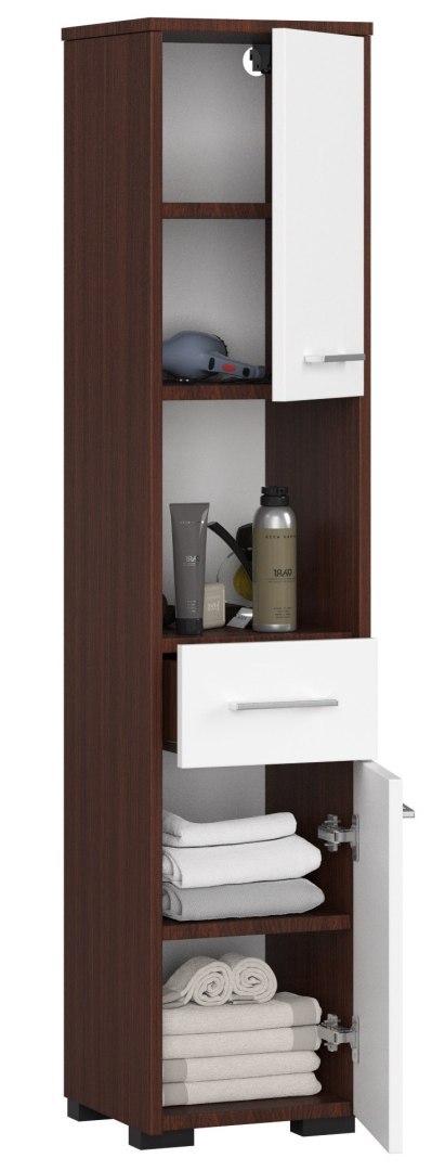 REGAŁ ŁAZIENKA FIN SŁUPEK 30 2D 1SZ 1W 140cm PK VENGE / BIAŁY