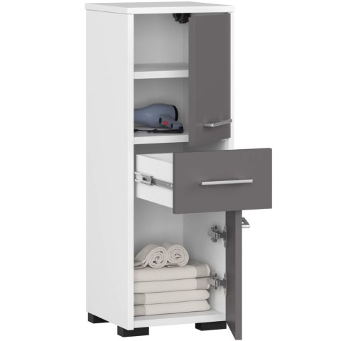 SZAFKA ŁAZIENKA FIN SŁUPEK 30 2D 1SZ 85cm PK BIAŁY / SZARY