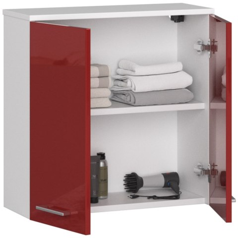 SZAFKA WISZĄCA W 60 cm FIN 2D BIAŁA / CZERWONY POŁYSK