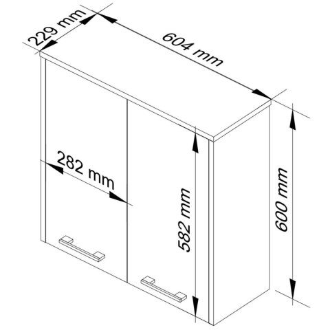 SZAFKA WISZĄCA W 60 cm FIN 2D BIAŁA / CZERWONY POŁYSK