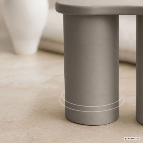 Stolik kawowy nowoczesny CUBE 41 cm szary z podwójną cylindryczną podstawą