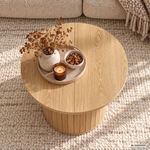 Stolik kawowy okrągły NUBO 60 cm Naturalne Drewno