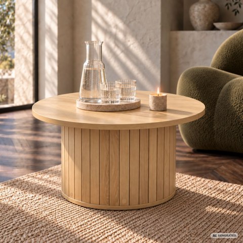 Stolik kawowy okrągły NUBO 80 cm Naturalne Drewno