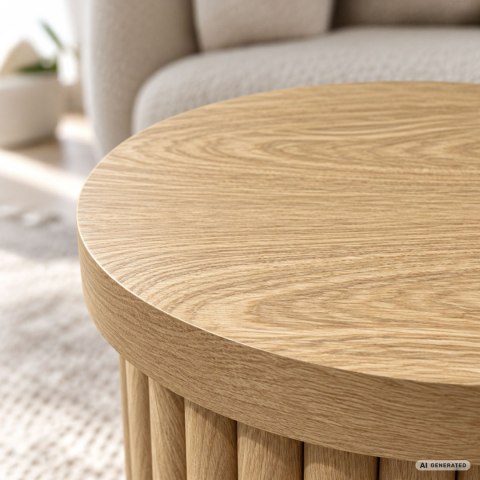 Stolik kawowy okrągły TINO 40 cm Naturalne Drewno