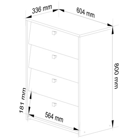 Szafka na buty 4 uchylne drzwiczki 60 cm - biała