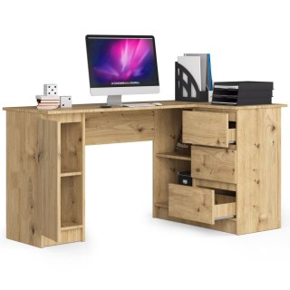 Biurko narożne B20 155 cm prawe - PK dąb artisan - 3 szuflady