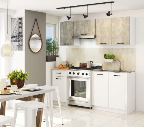 MEBLE KUCHENNE ZESTAW OLIWIA 1.8M BETON-BIAŁY