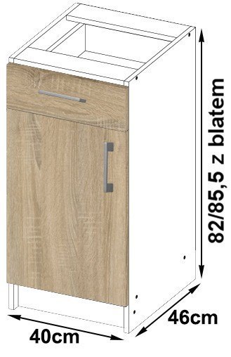 Szafka LIMA S40 SZ1 + BLAT BIAŁY/DĄB SONOMA