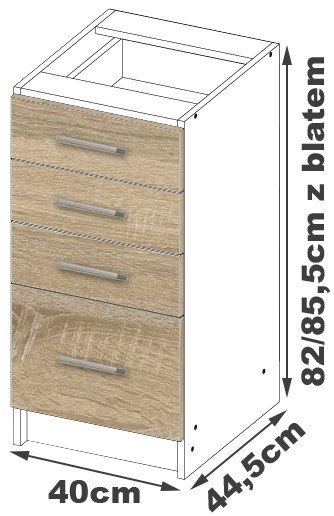 Szafka LIMA S40 SZ4 + BLAT BIAŁY/DĄB SONOMA
