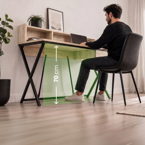 Biurko industrialne komputerowe Dąb Sonoma FLEXO 100 cm 1 szuflada 1 półka Czarne nogi