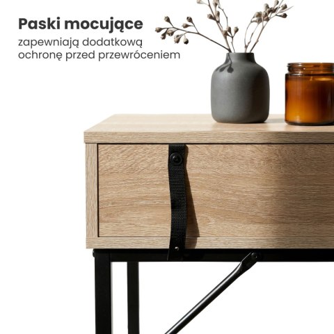 Konsola stolik loftowy ELANO 2 szuflady 80 cm Dąb Sonoma Czarne nogi
